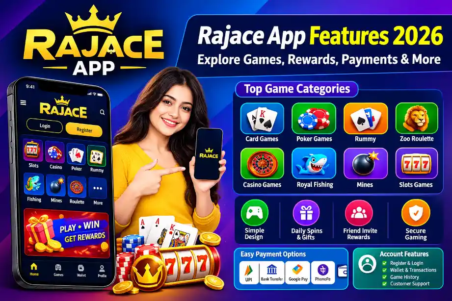 Rajace App Features 2026 with games rewards and payment options